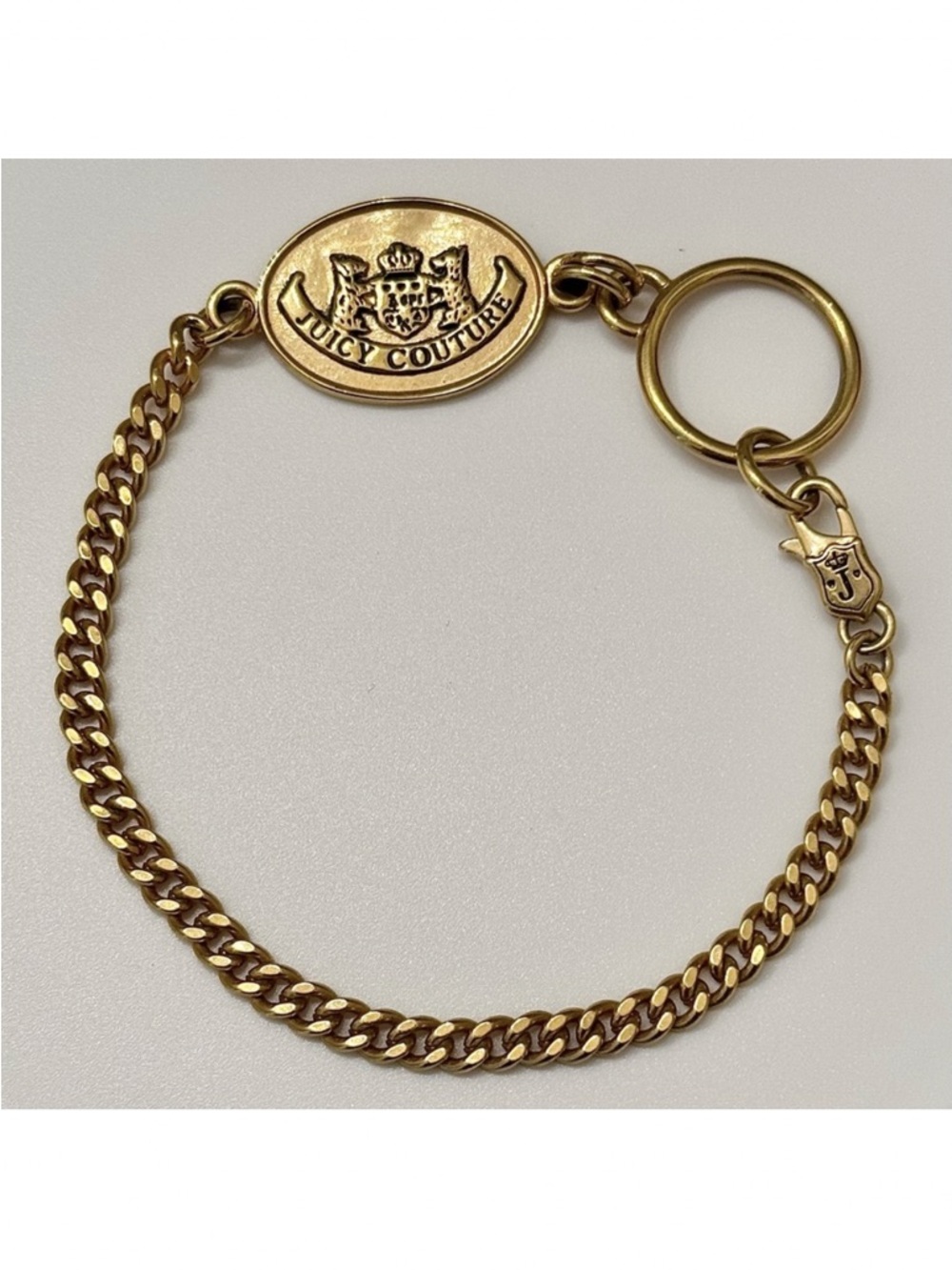 Vintage Juicy Couture Gold Chunky Chain Scottie Logo Charm Bracelet